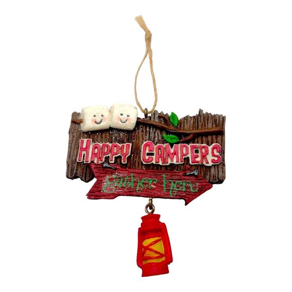 Vintage Midwest CBK Happy Campers Sign Roasted Marshmallows & Lantern Resin 3" - Picture 2 of 7